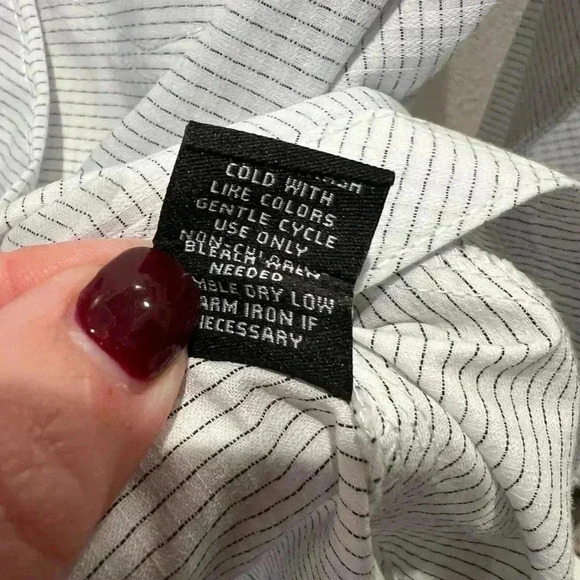 J.B. Holt Striped Standard Stretch Long Sleeve Button Up Shirt-White/Black- SZ-S - Picture 11 of 11